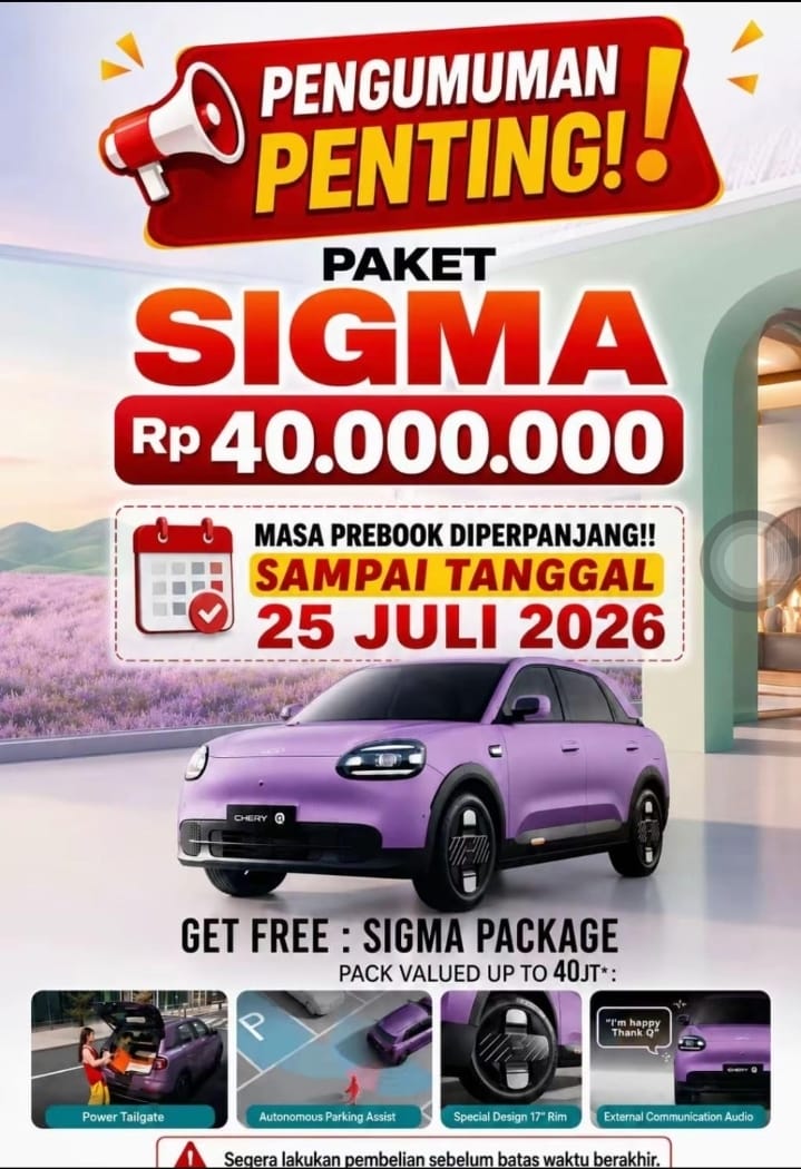 Pre Book Chery Q Diperpanjang hingga 25 Juli 2026, Bonus Rp40 Juta!